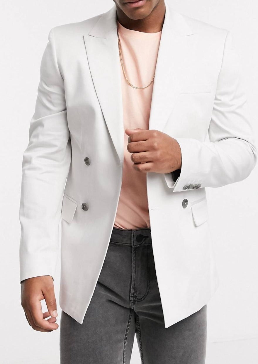 White Double Breasted Blazer