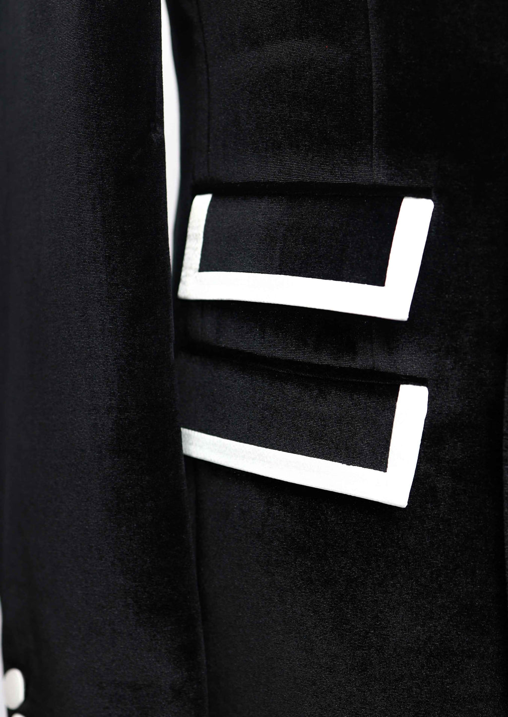 Black Velvet Double Breasted Tuxedo Dinner Jacket with White Contrast