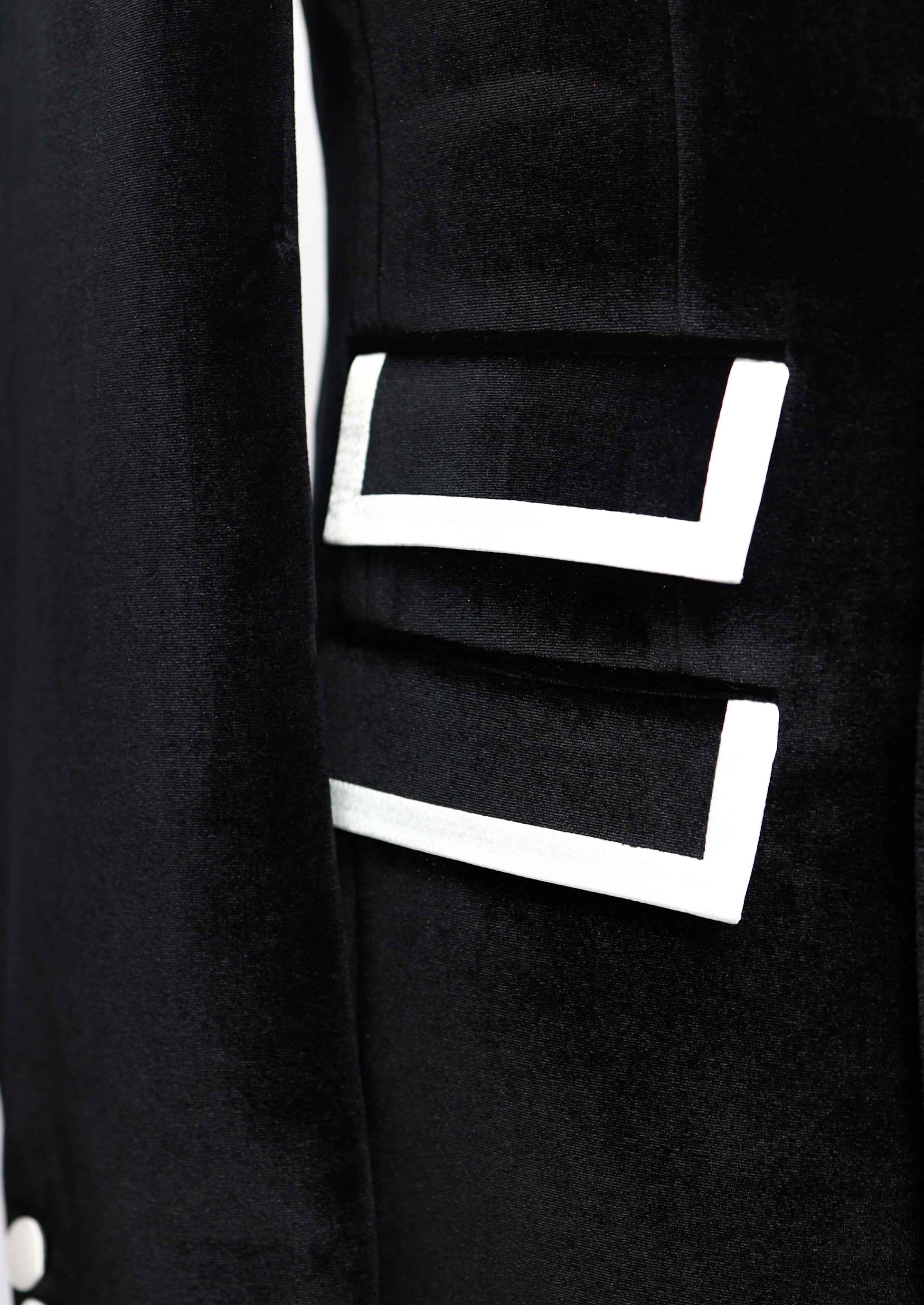 Black Velvet Double Breasted Tuxedo Dinner Jacket with White Contrast