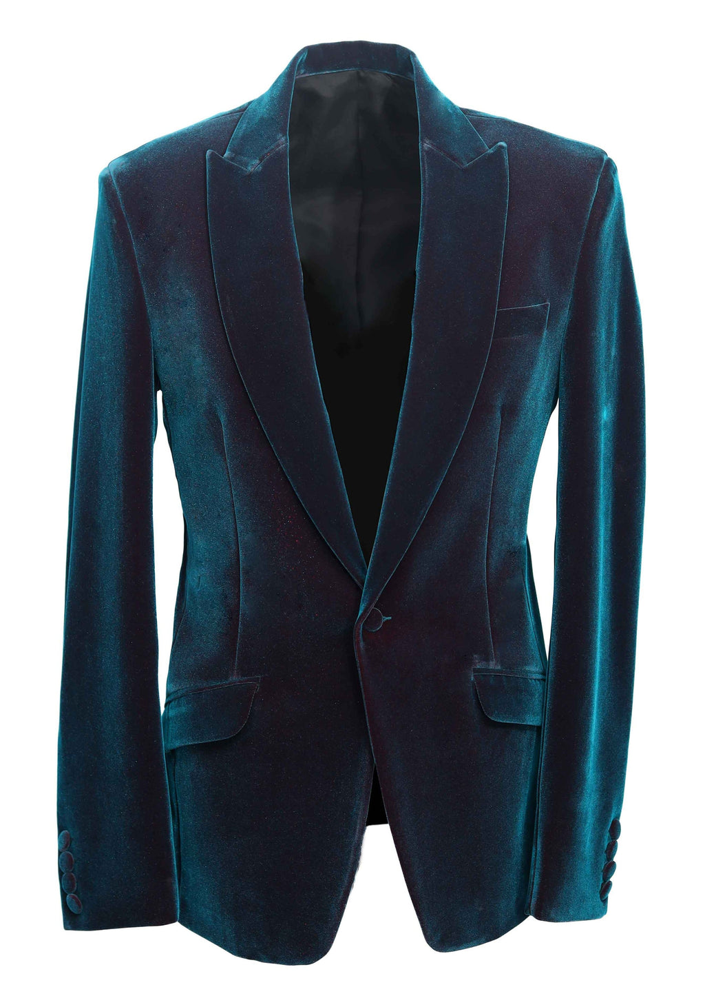 Slim Turquoise Velvet Blazer