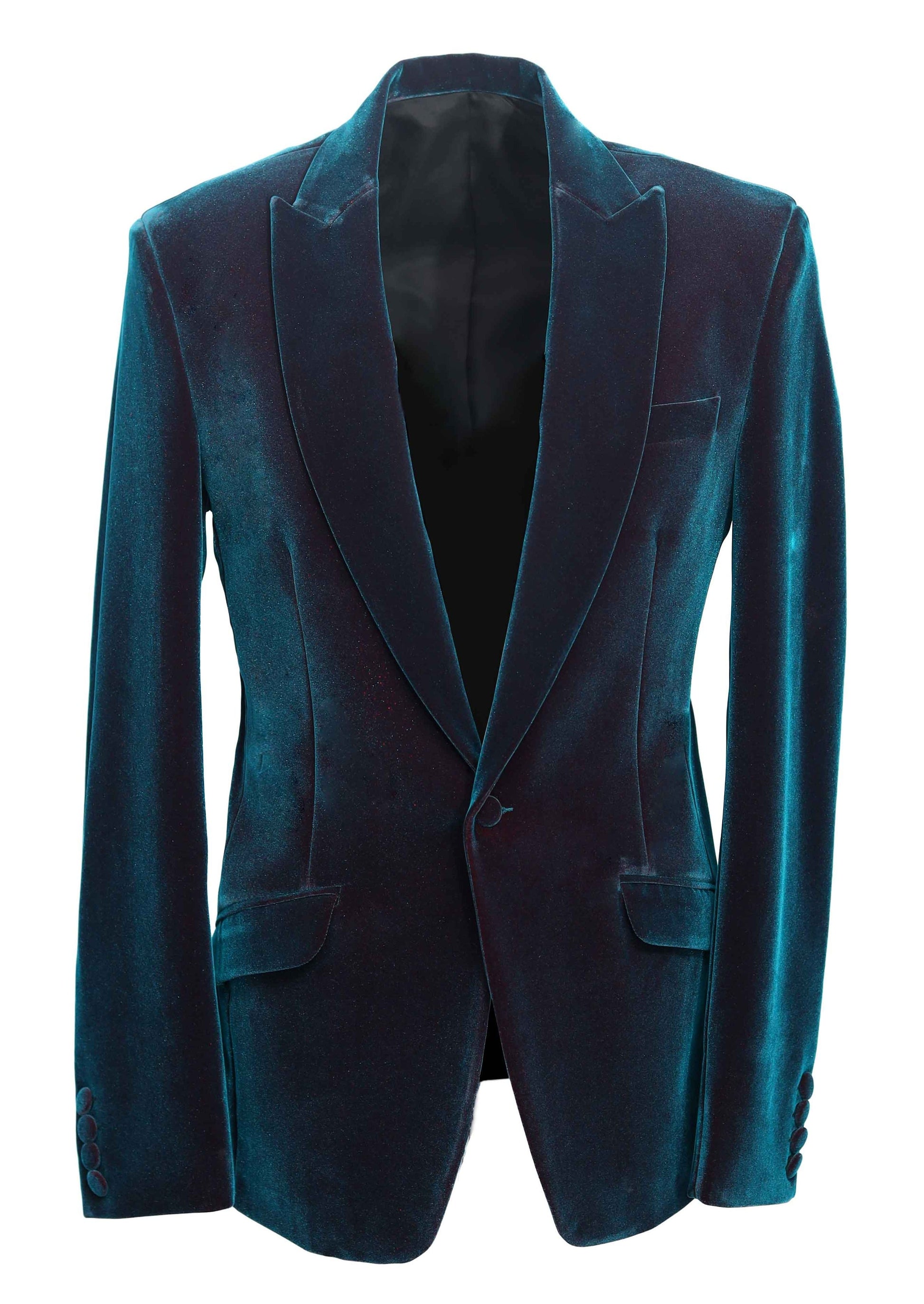 Slim Turquoise Velvet Blazer