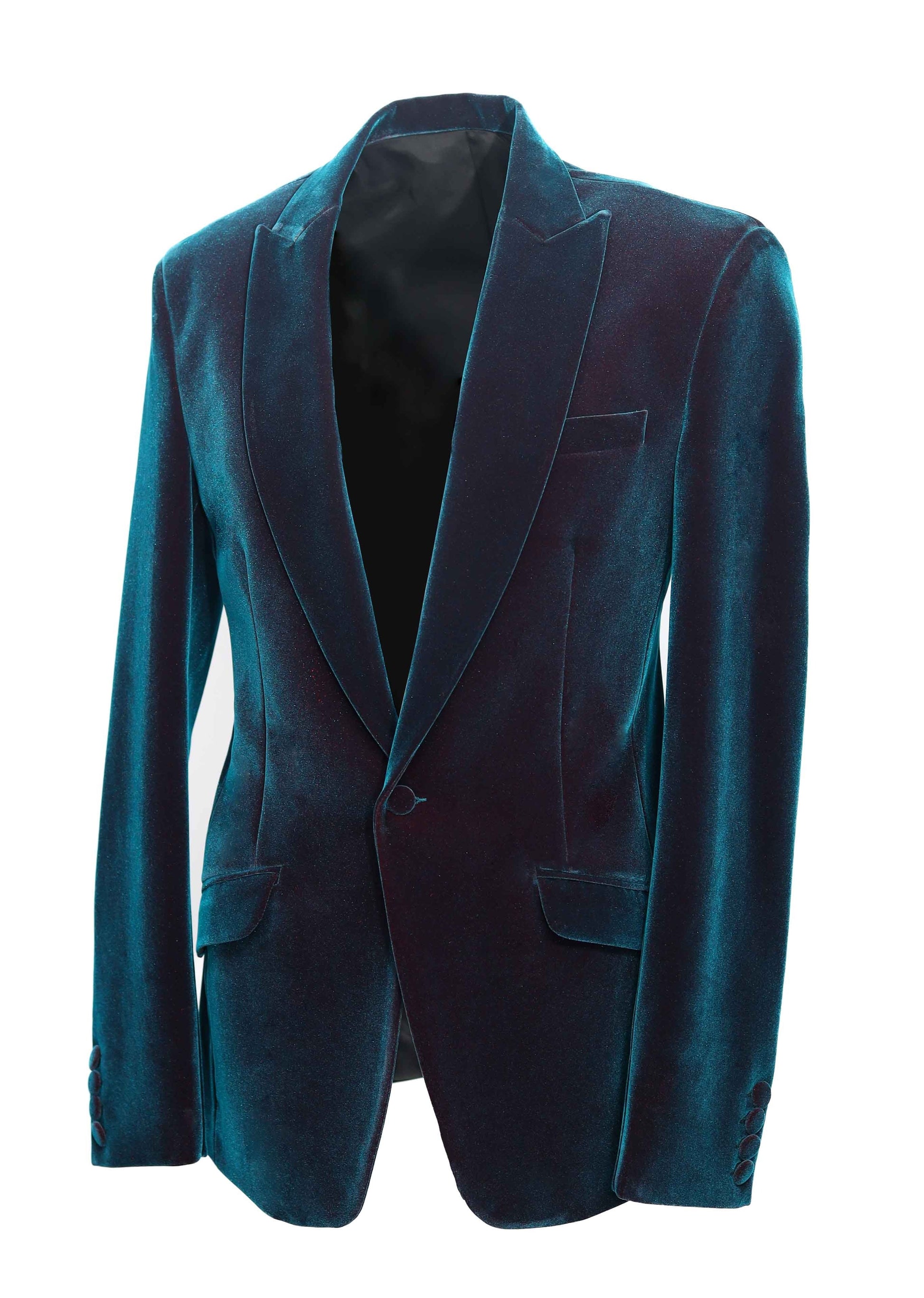Slim Turquoise Velvet Blazer