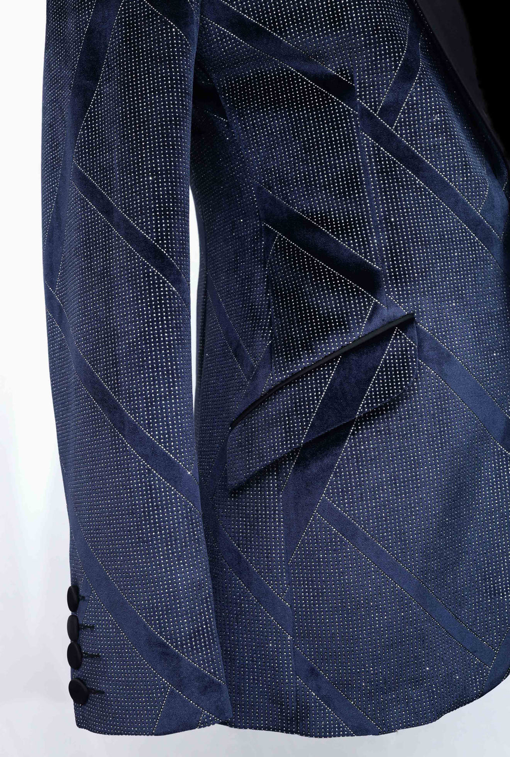 Limited Edition Party Wear Blue & Silver Velvet Tuxedo Blazer tumuh
