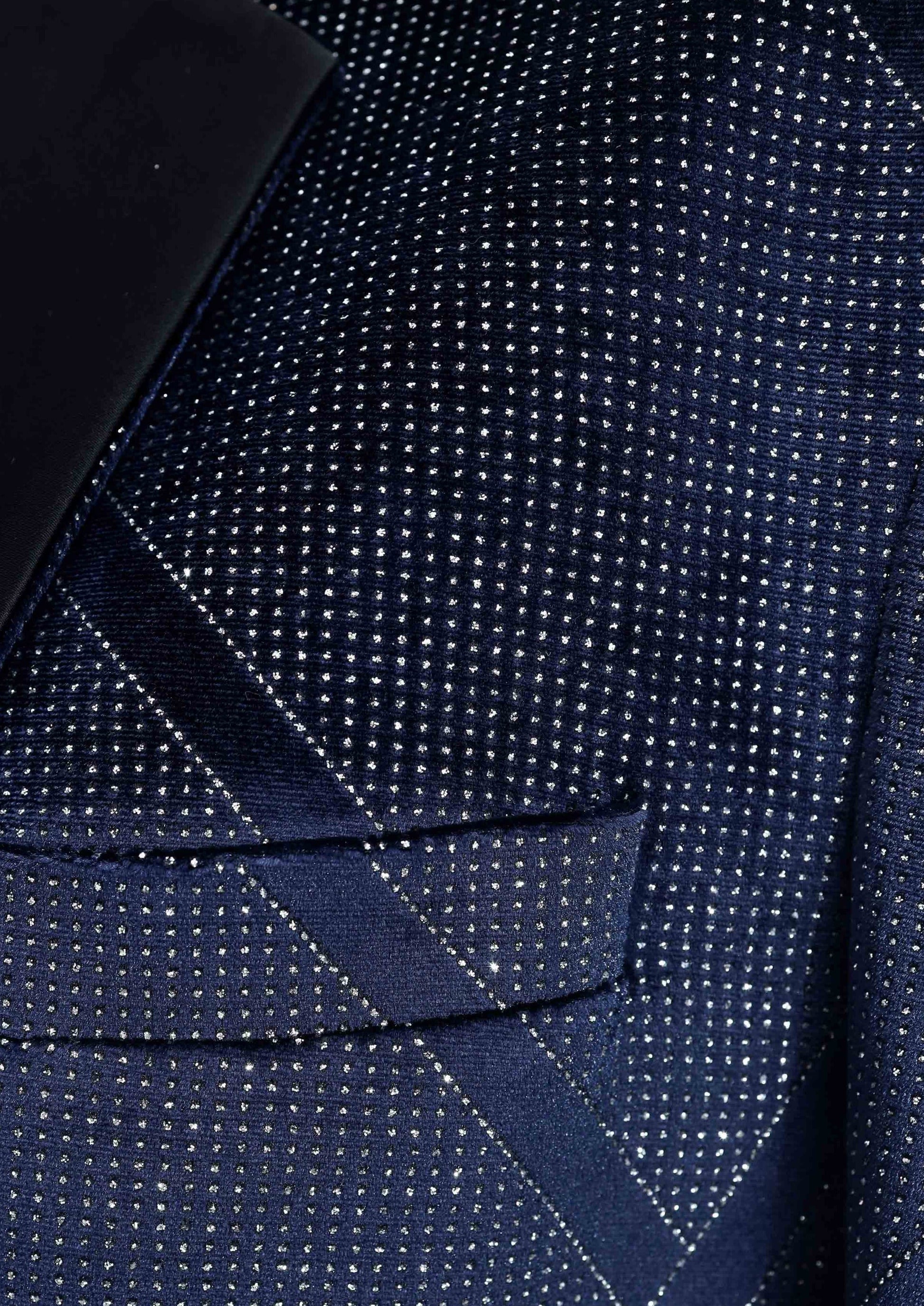 Limited Edition Party Wear Blue & Silver Velvet Tuxedo Blazer