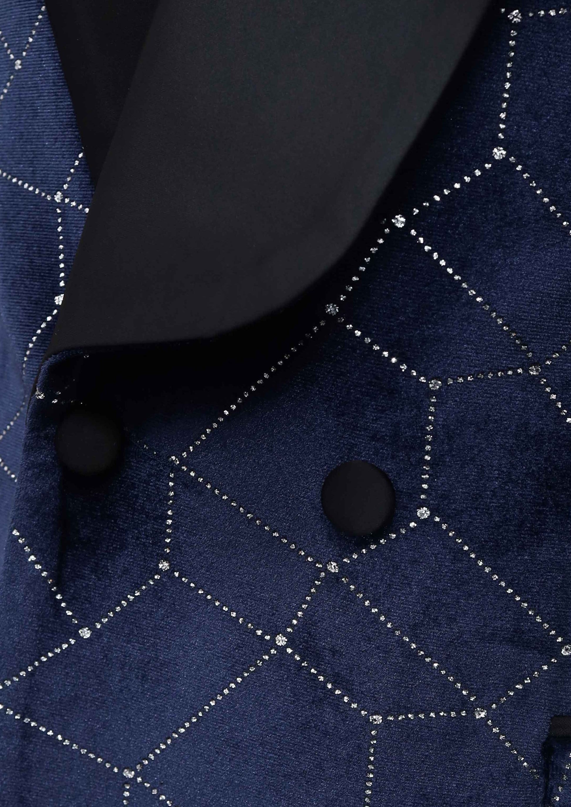 Limited Edition Blue & Silver Double Breasted Velvet Tuxedo Blazer