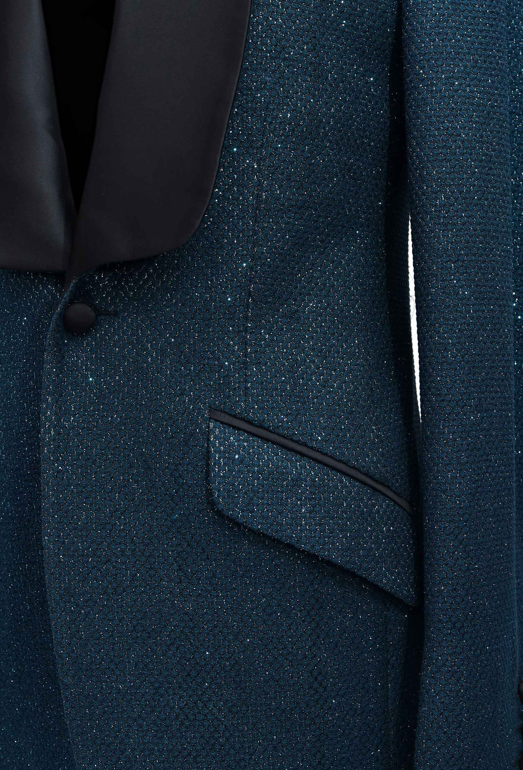 Teal Blue Slim Fit Party Wear Shawl Collar Tuxedo Blazer