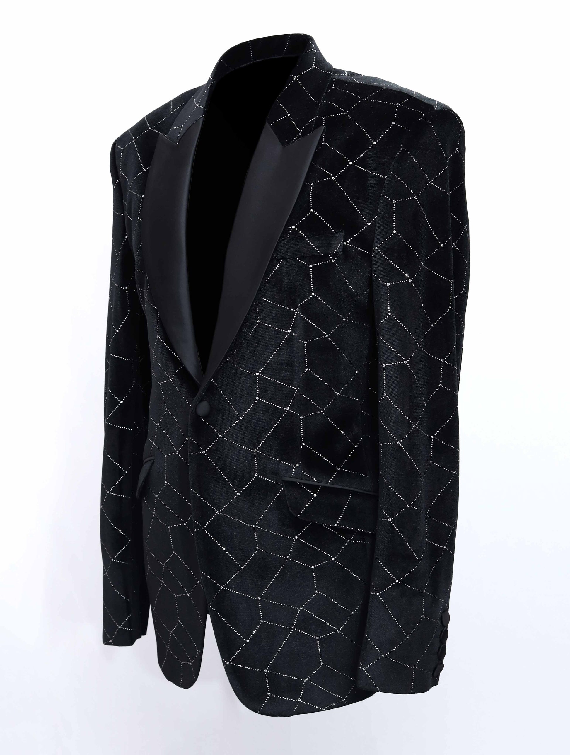 Limited Edition Black Silver Velvet Tuxedo Blazer Tumuh