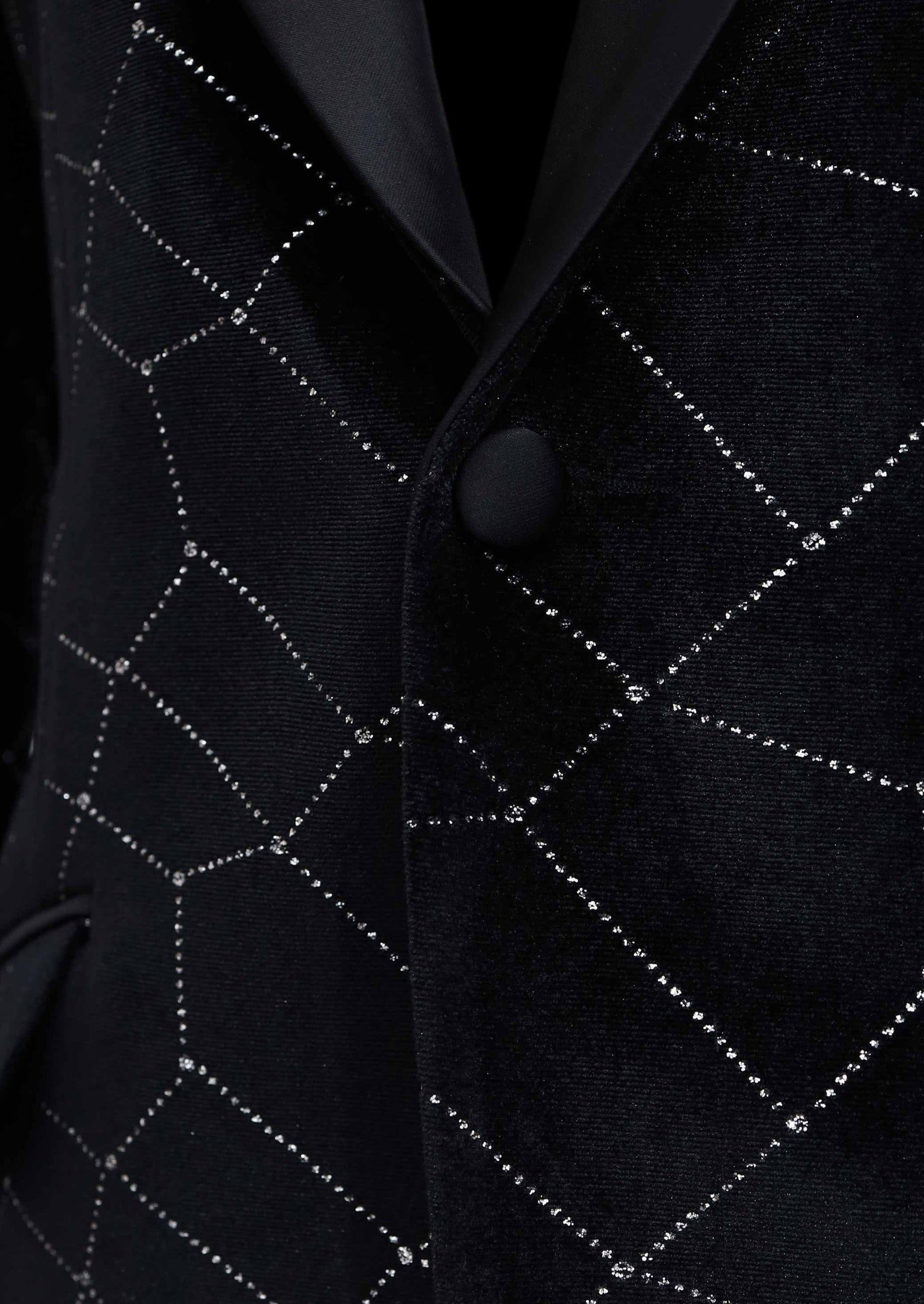 Limited Edition Black Silver Velvet Tuxedo Blazer Tumuh