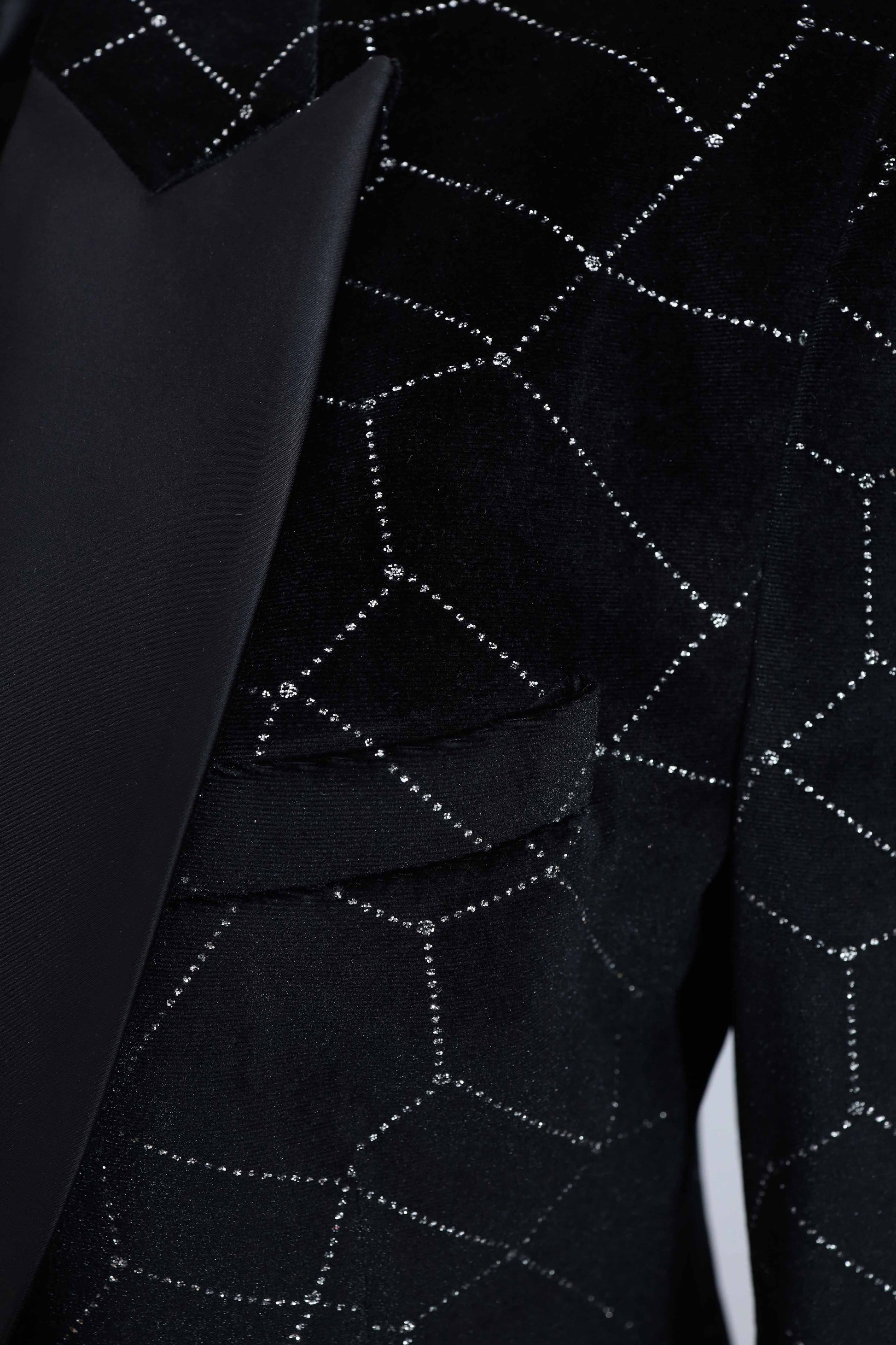Limited Edition Black Silver Velvet Tuxedo Blazer Tumuh