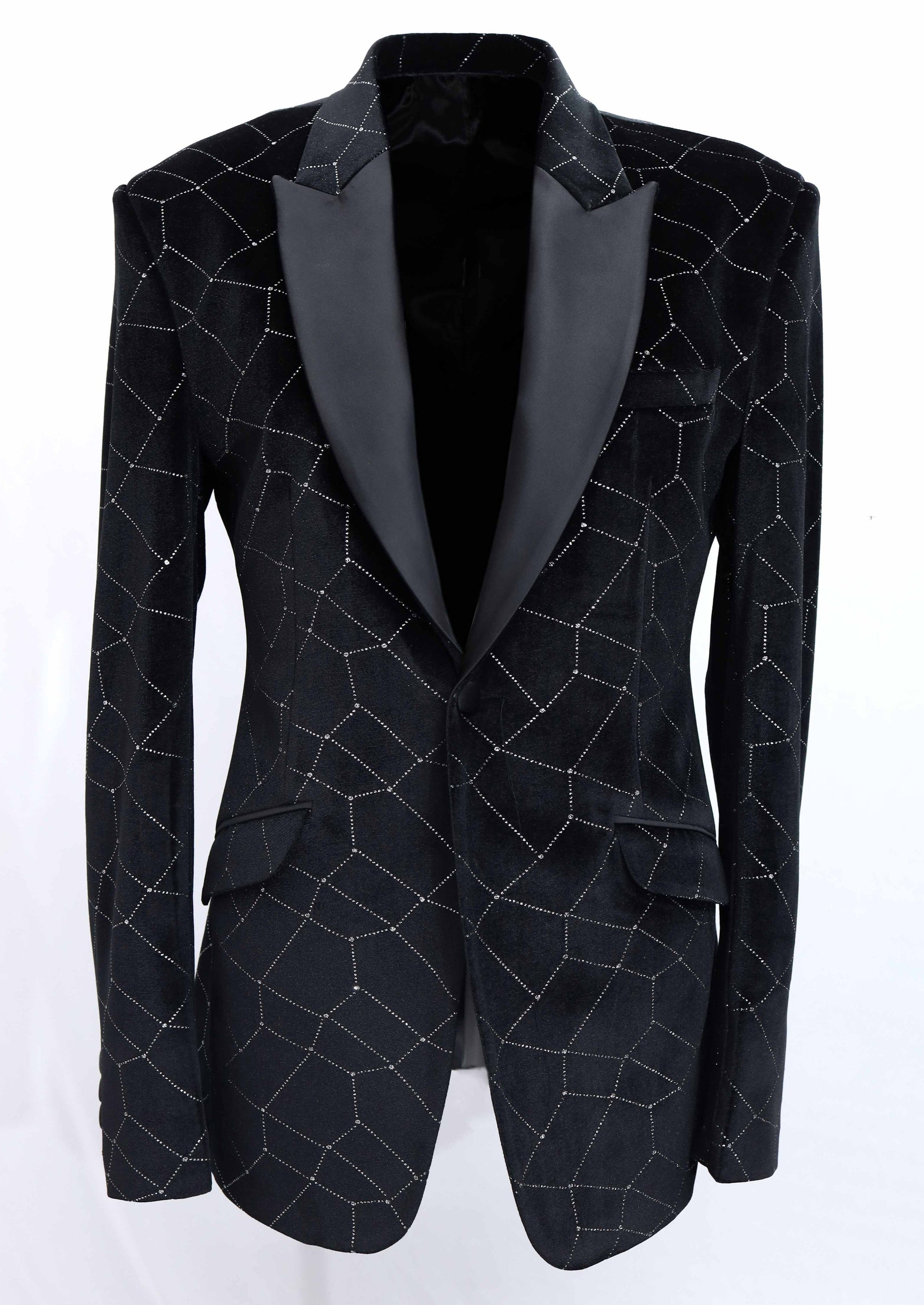 Limited Edition Black Silver Velvet Tuxedo Blazer Tumuh