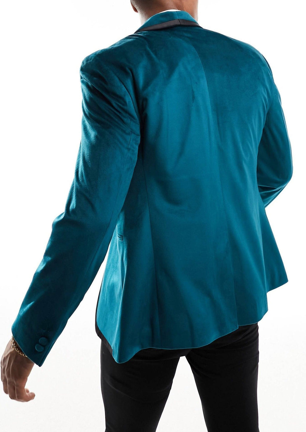Slim Fit Turquoise Blue Velvet Tuxedo Blazer