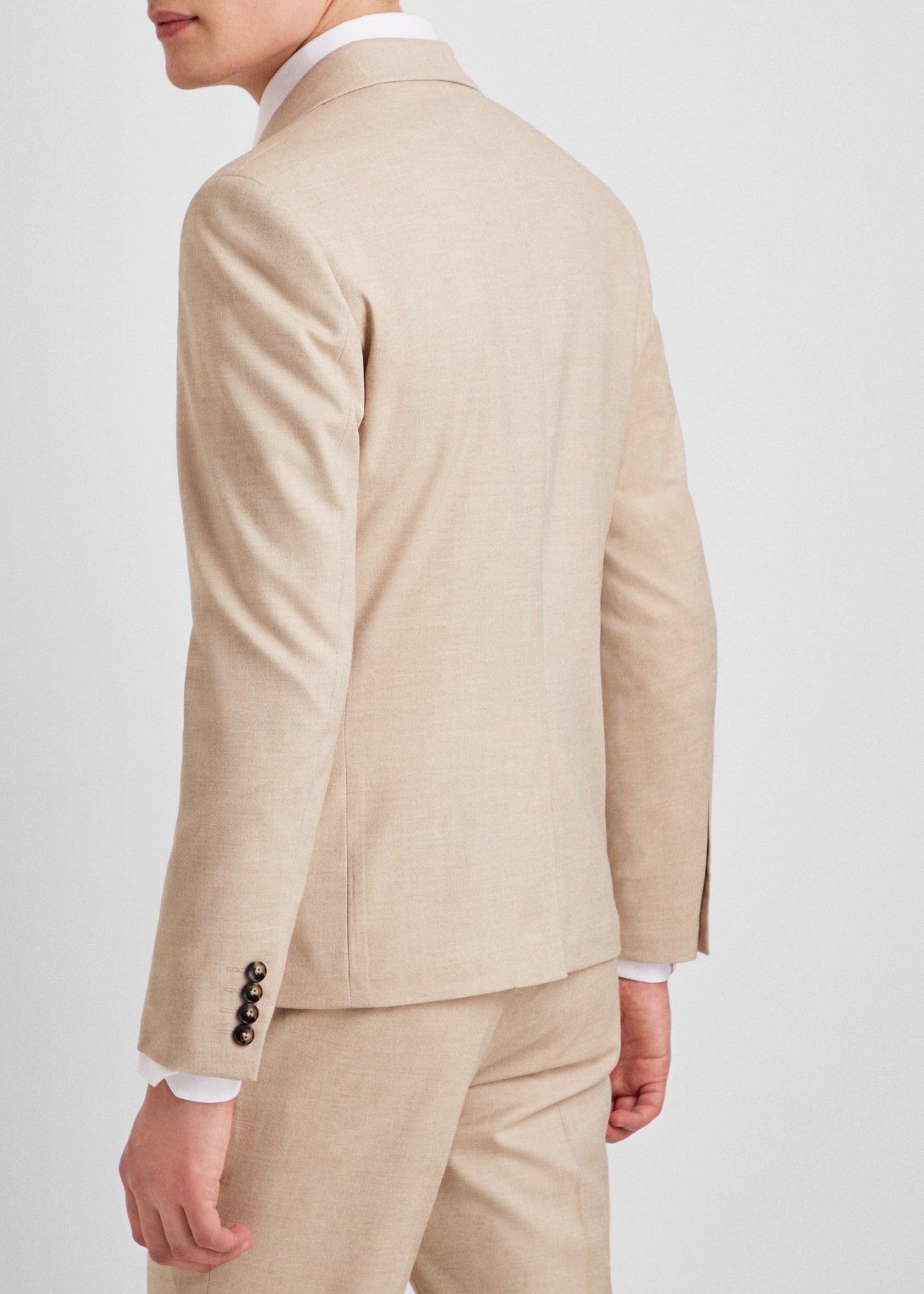 Slim Fit Double Breasted Cream Suit