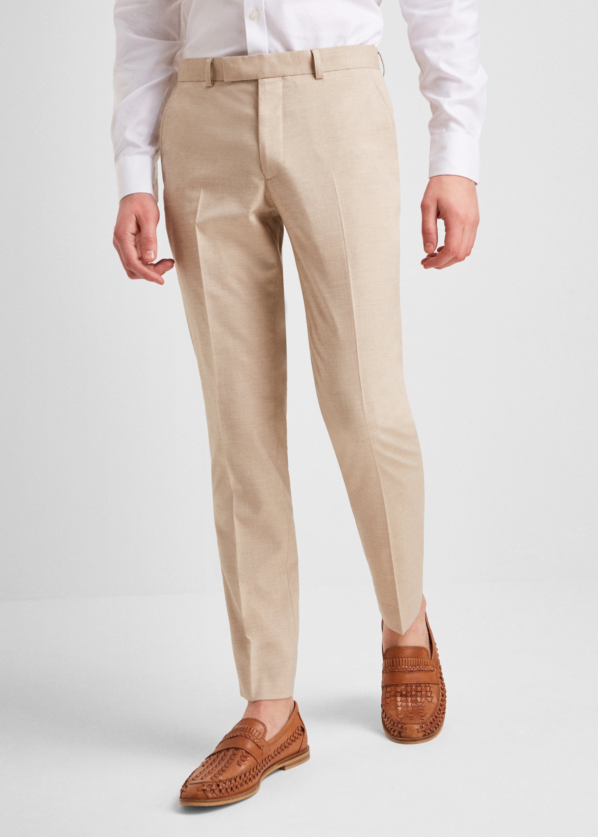 Slim Fit Double Breasted Cream Suit