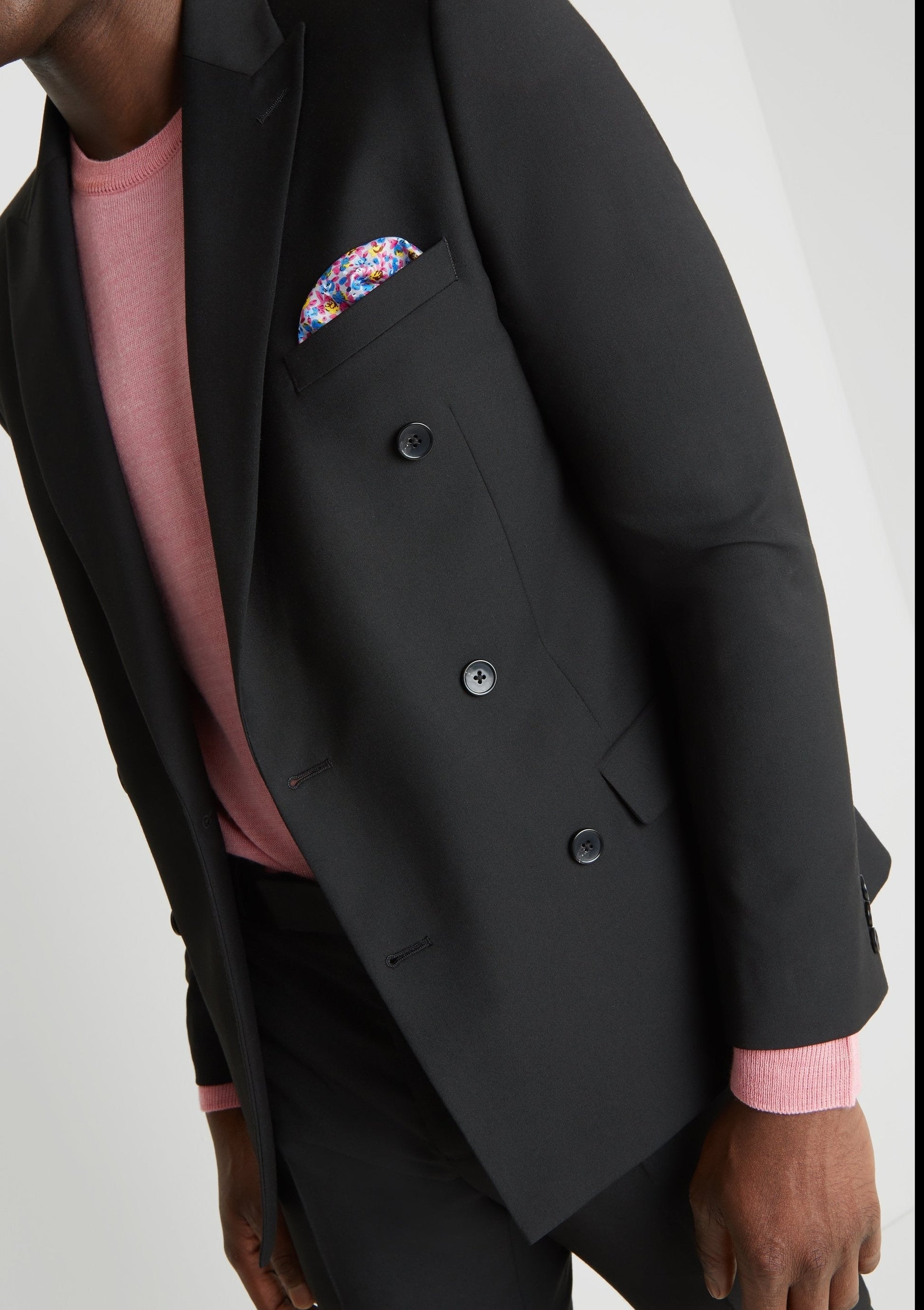 Slim Fit Black Double Breasted Suit