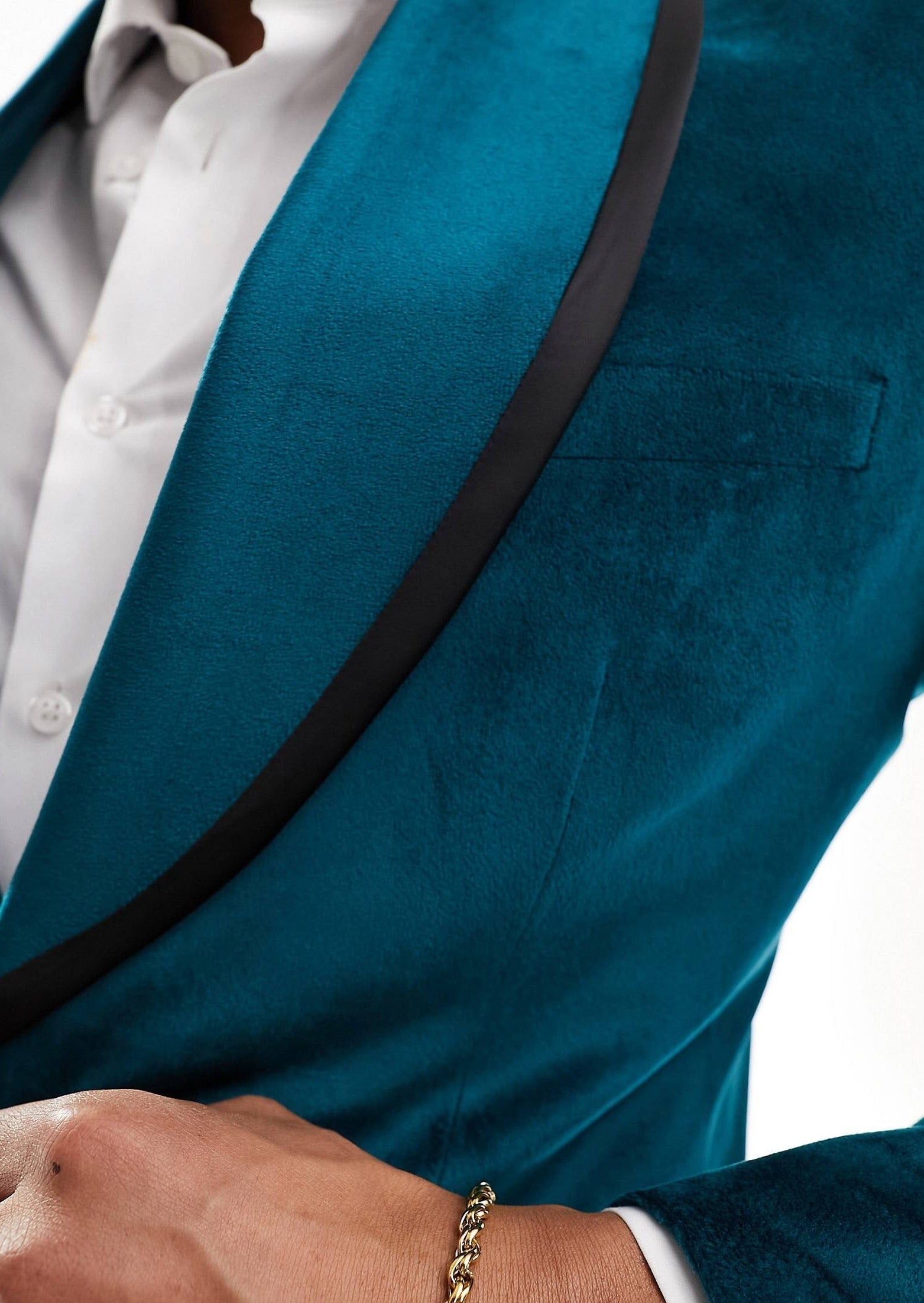 Slim Fit Turquoise Blue Velvet Tuxedo Blazer Tumuh