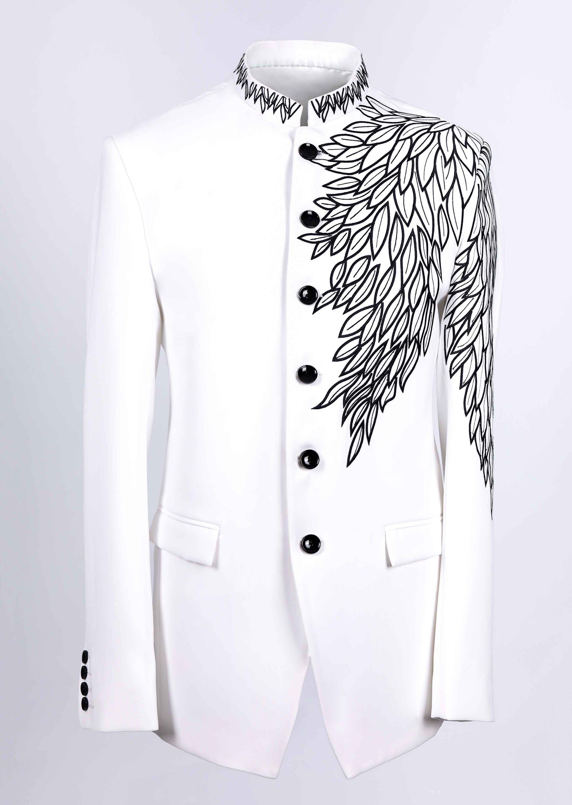 Wedding White Embroidered Bandhgala