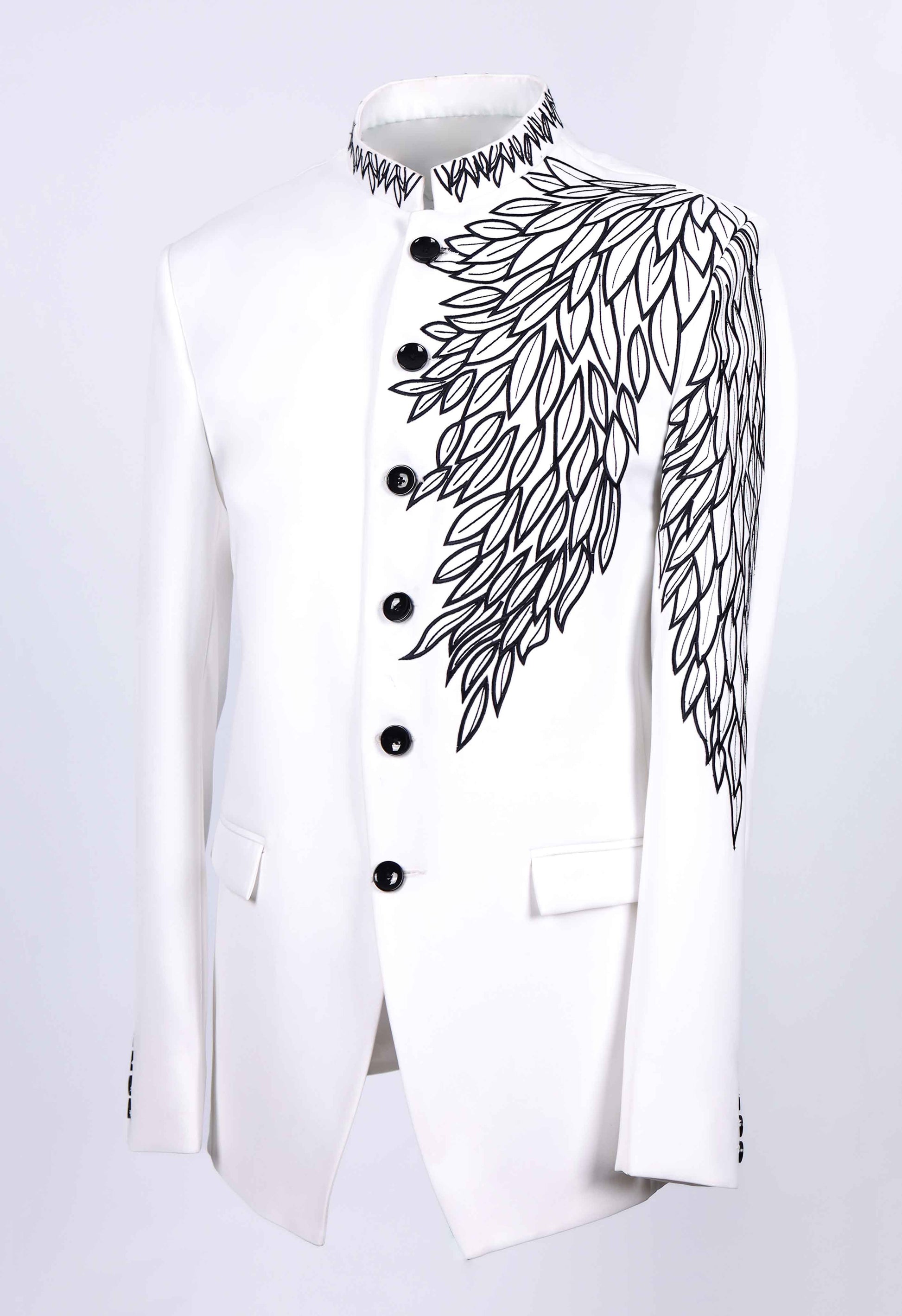 Wedding White Embroidered Bandhgala