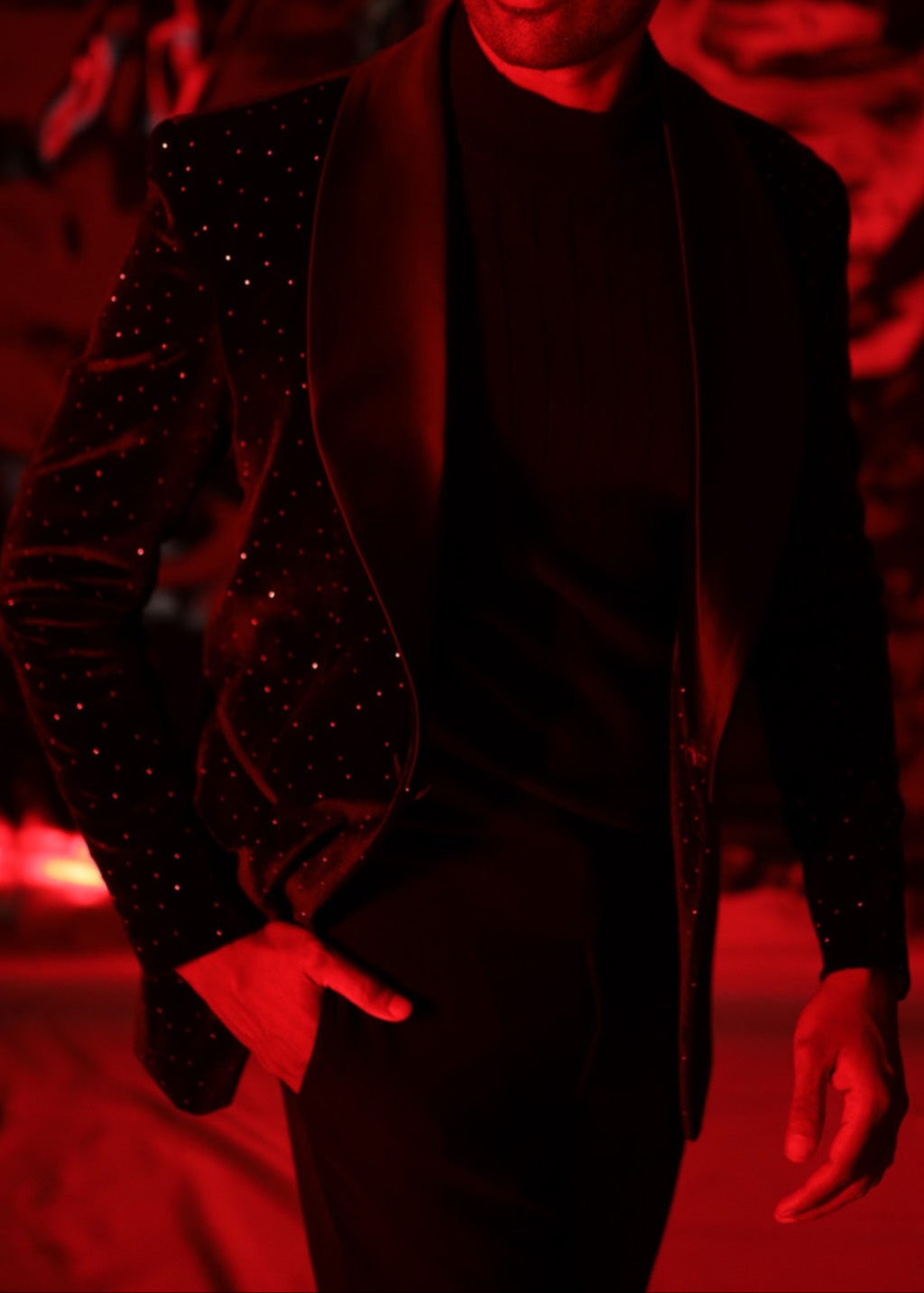 Limited Edition Black Shawl Lapel Polka Tuxedo Blazer