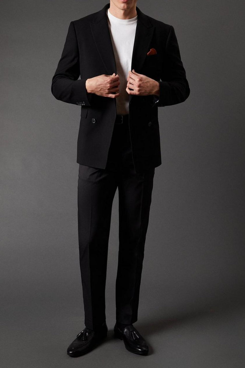 Essential Black Double Breasted Blazer Suit