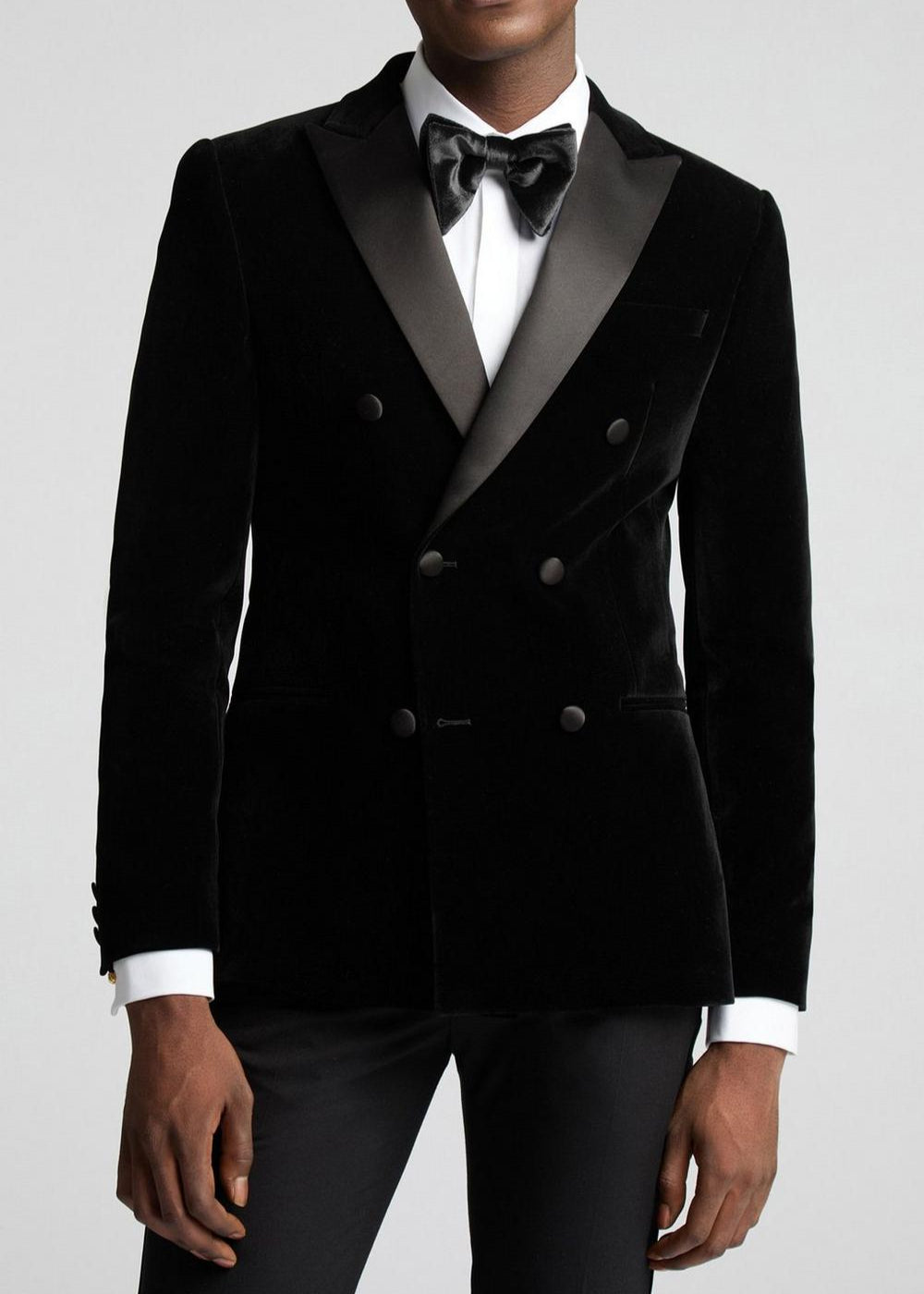 Wedding Black Velvet Double Breasted Tuxedo