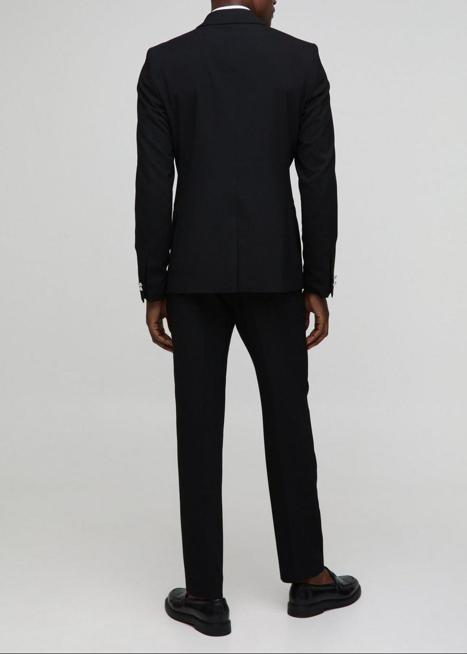 Straight Fit Black Double Breasted Suit Jacket