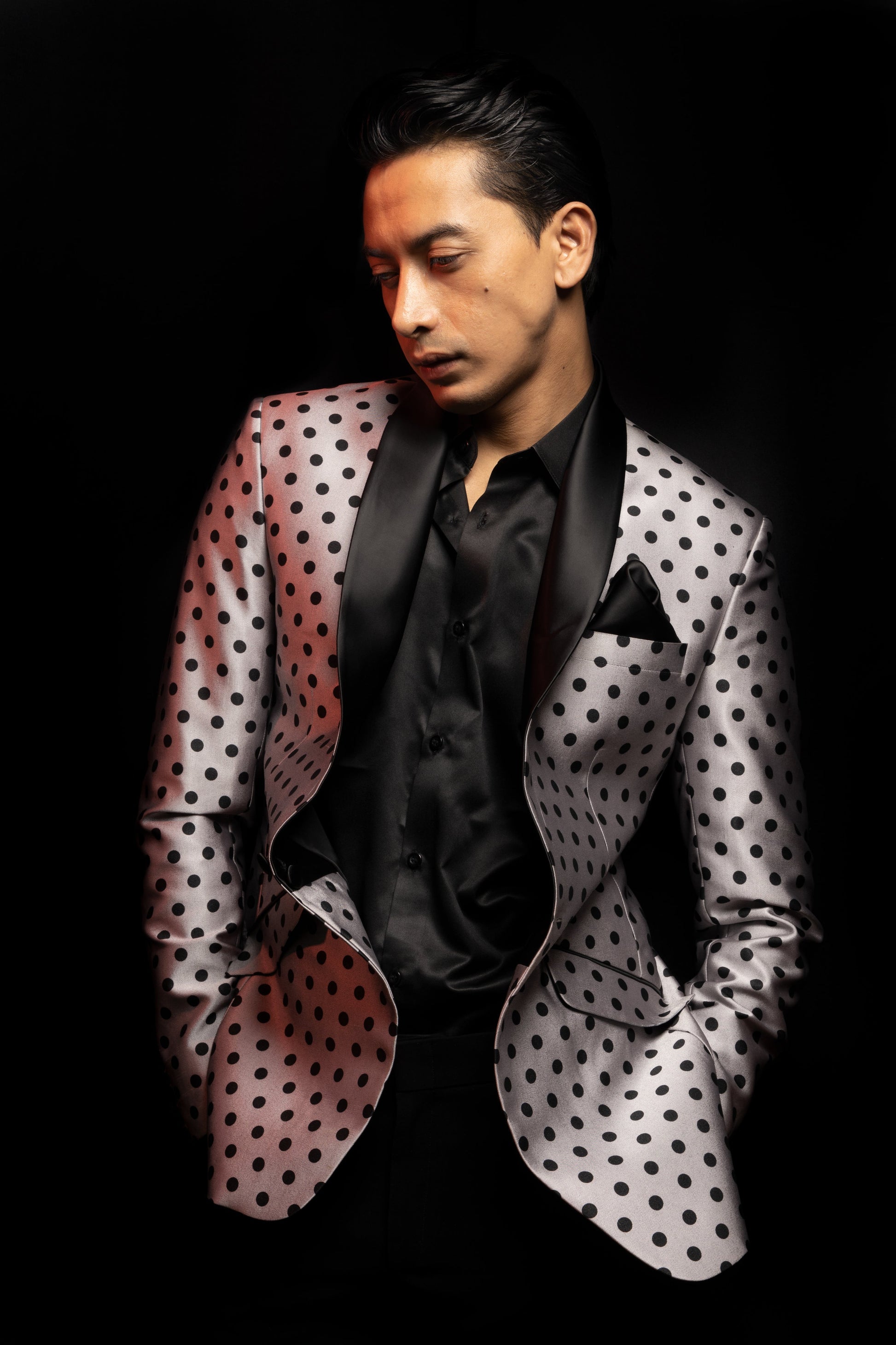 Limited Edition Silver Grey Polka Dots Tuxedo Suit