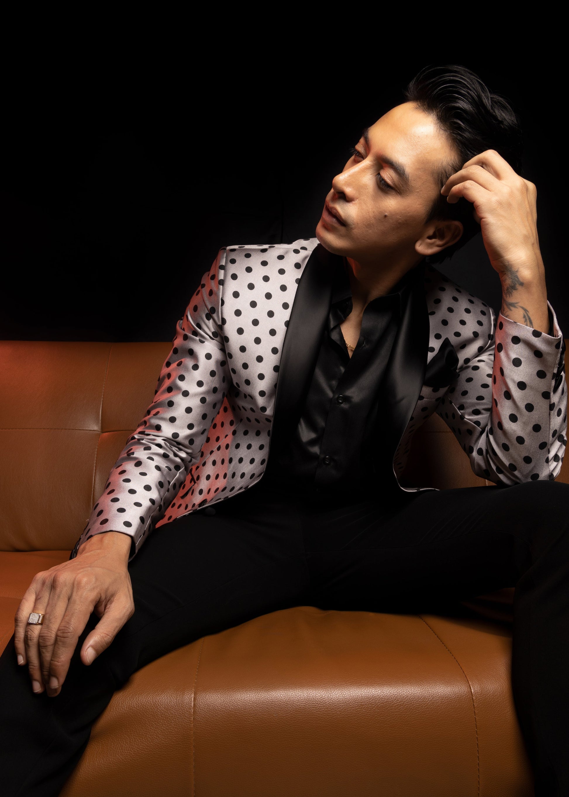 Limited Edition Silver Grey Polka Dots Tuxedo Suit