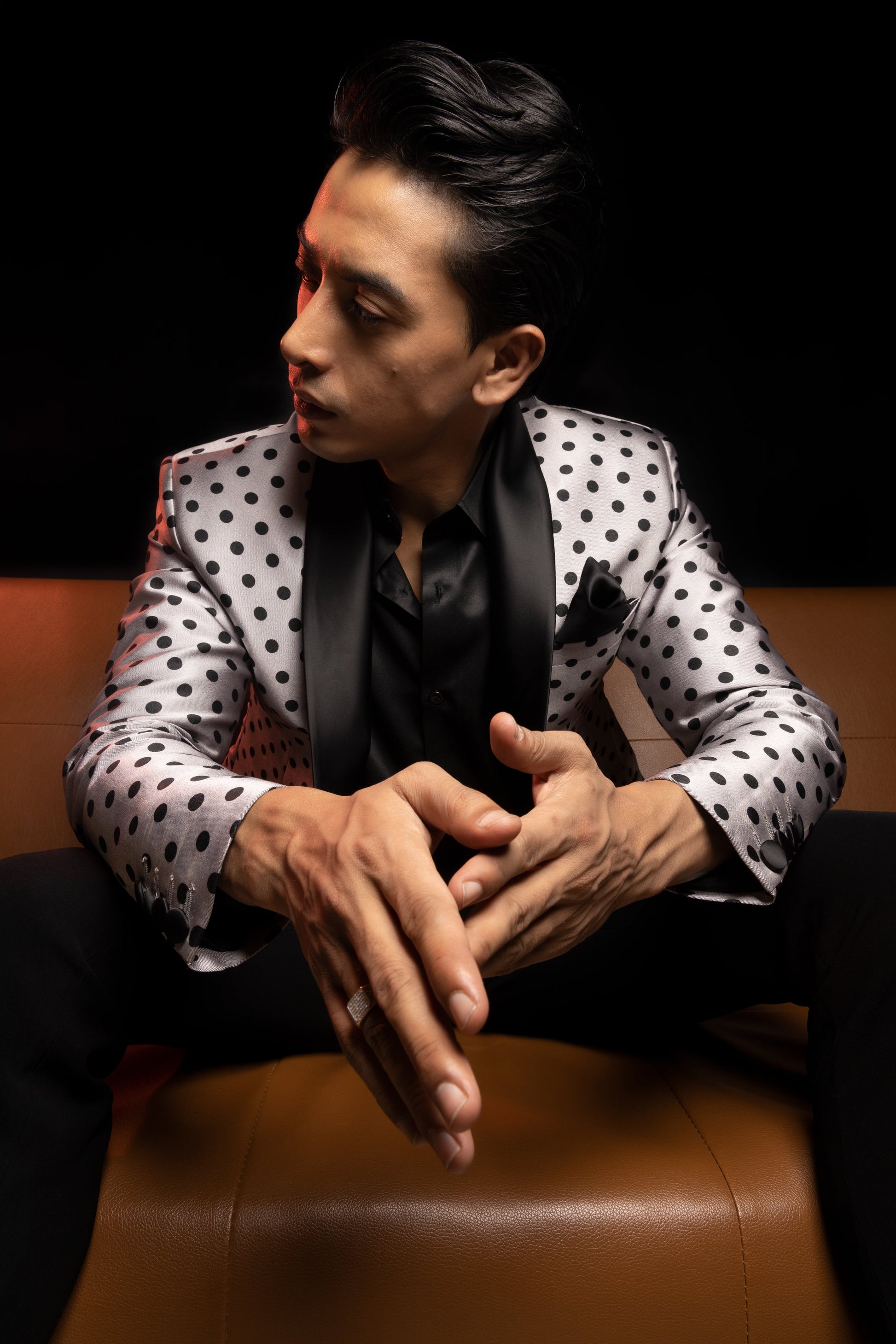 Limited Edition Silver Grey Polka Dots Tuxedo Suit