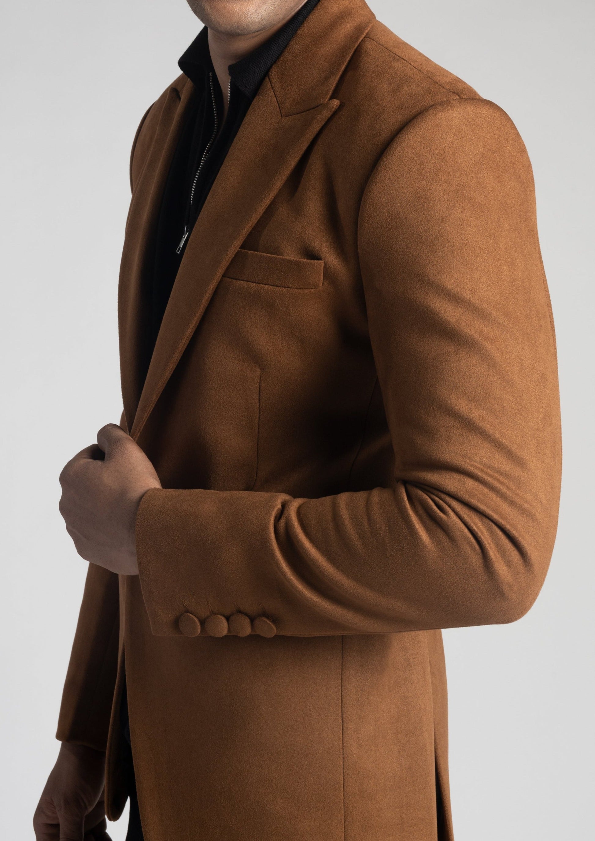 Slim Fit Brown Velvet Semi Formal Blazer