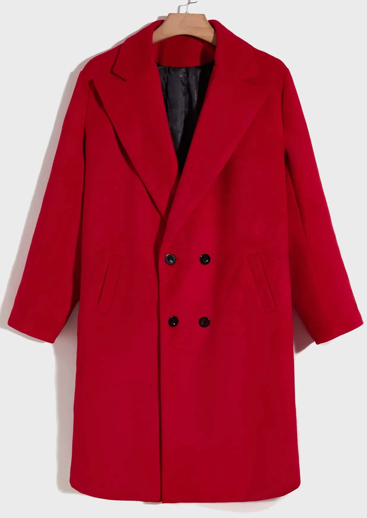 Red Double Breasted Overcoat