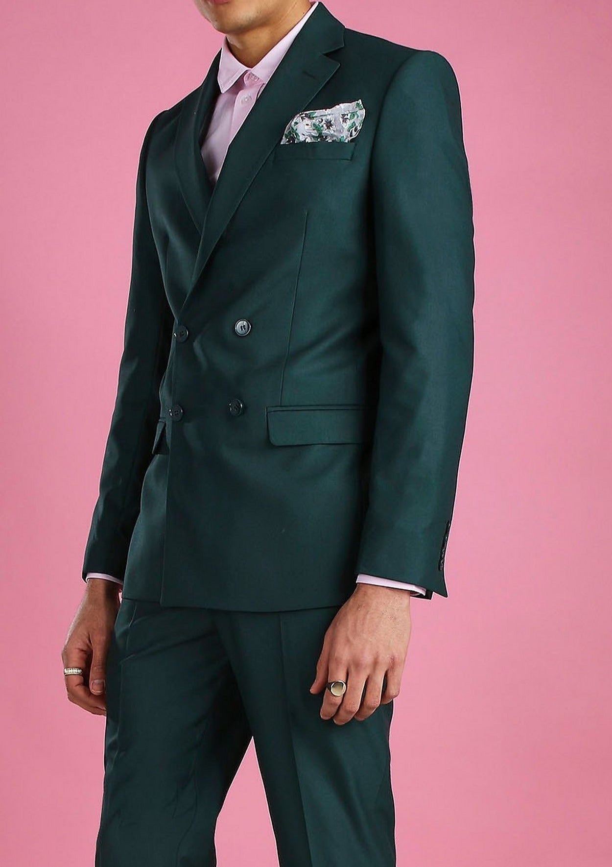 Plain Double Breasted Suit Jacket