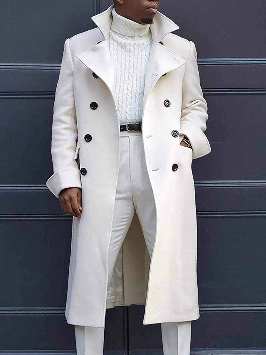 White Double Breasted Overcoat