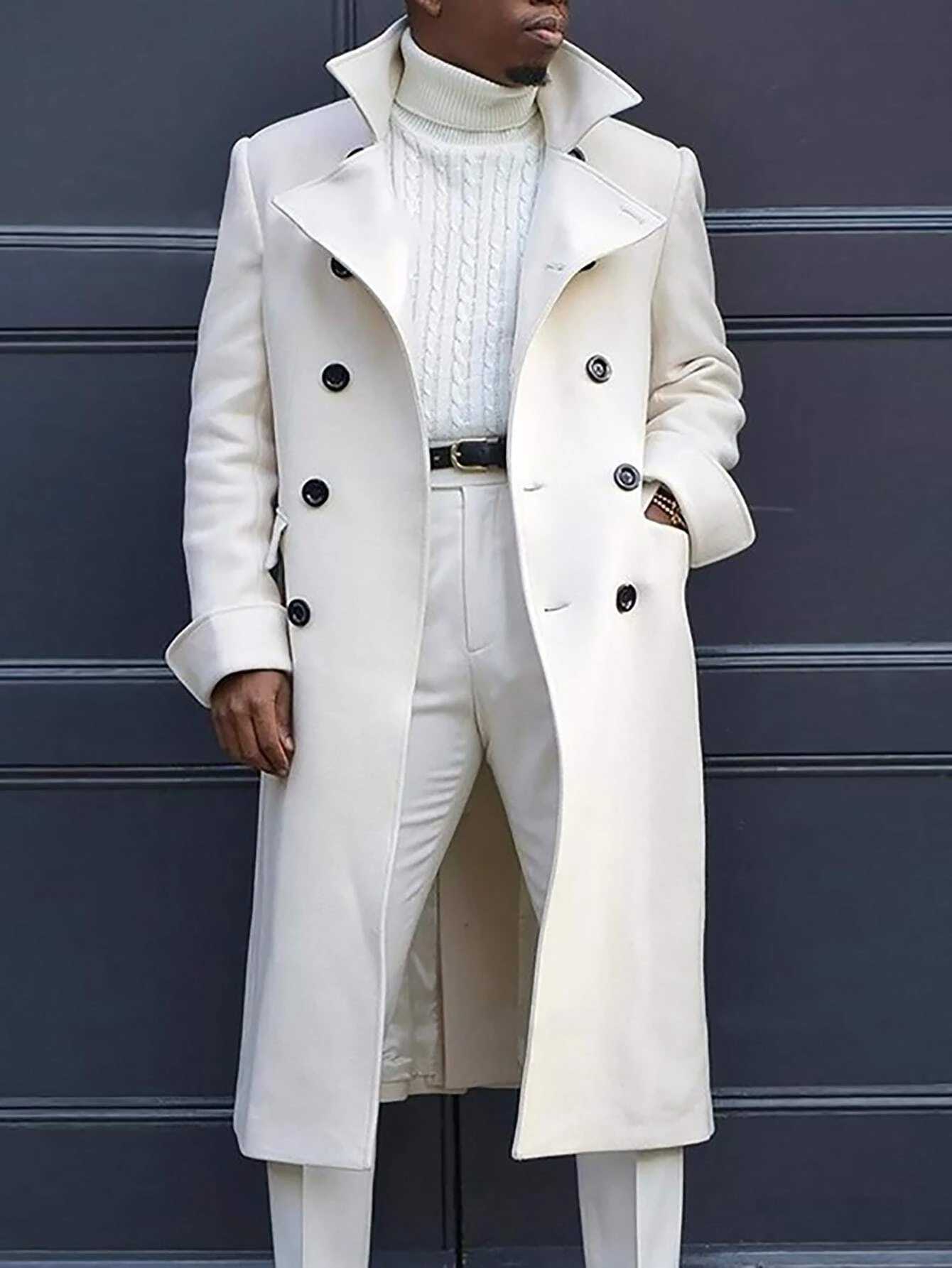 White Double Breasted Overcoat
