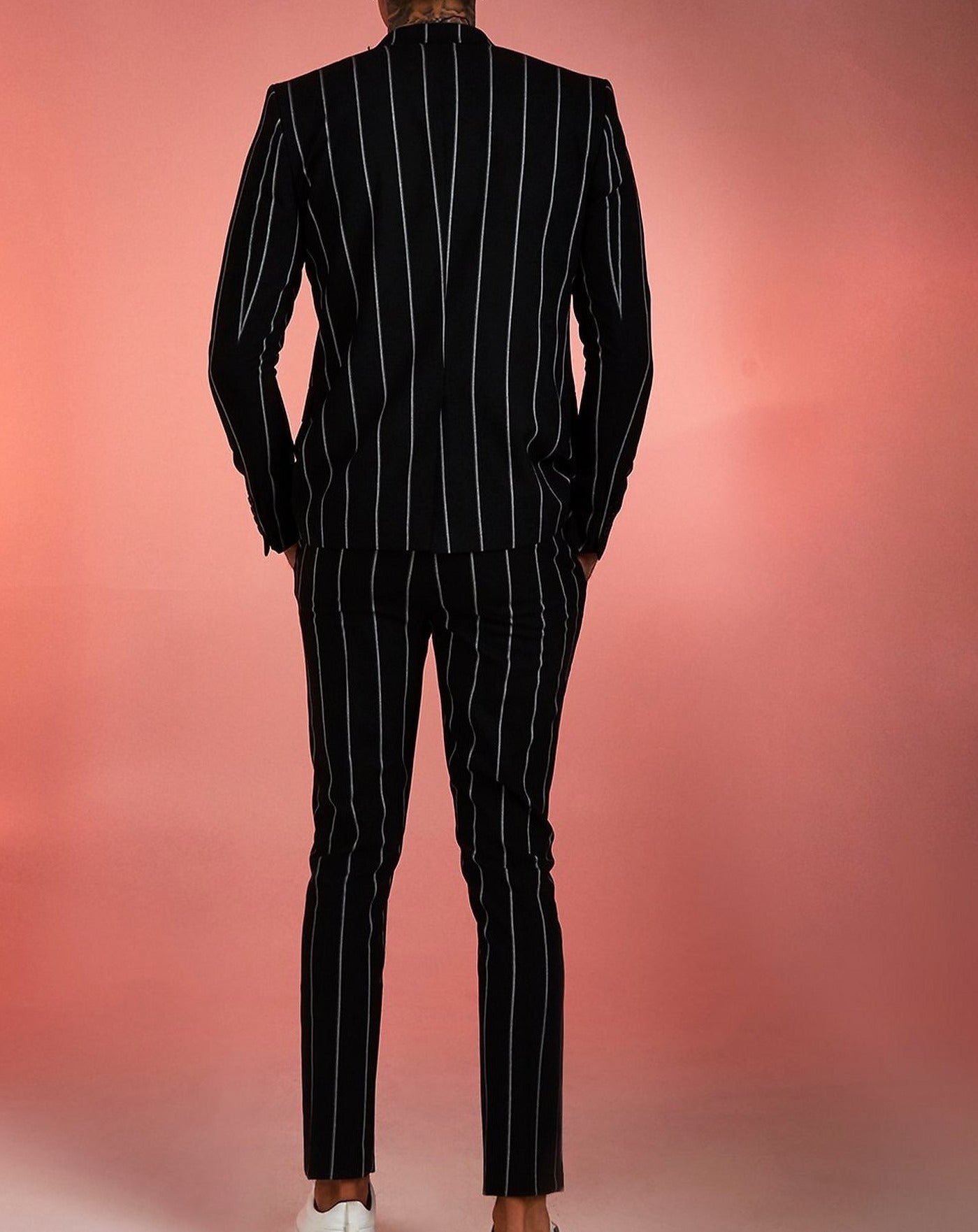 Black & white wide set stripe suit jacket/suit
