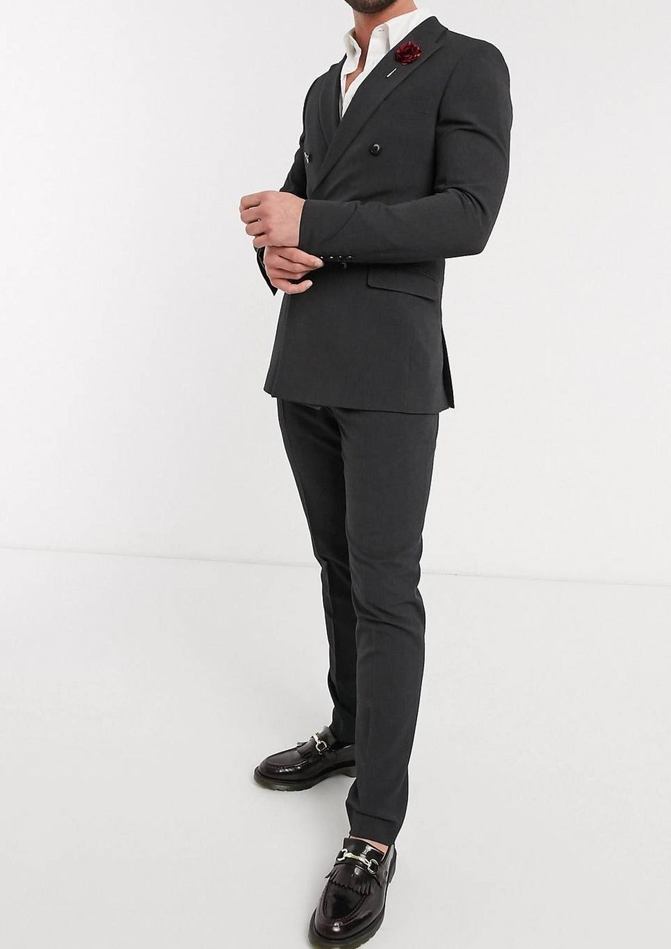 Charcoal Double Breasted Blazer Suit