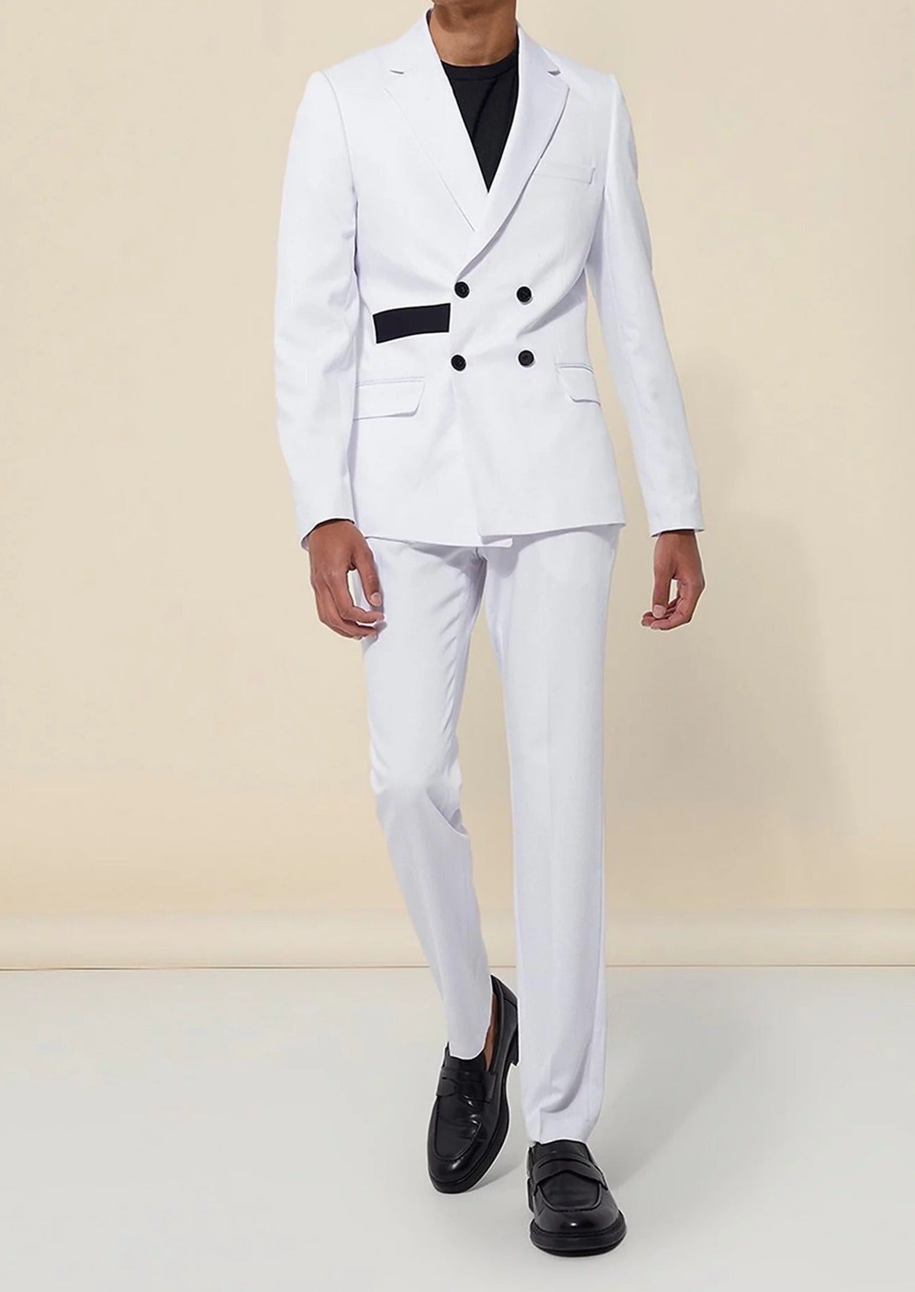 White Double Breasted Blazer Suit