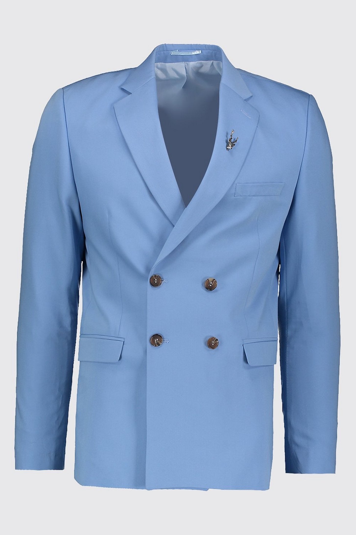 Light Blue Slim Double Breasted Suit