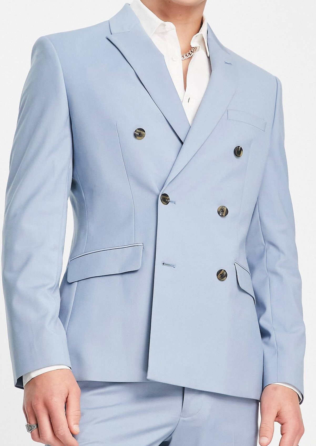 Slim Blue Double Breasted Suit