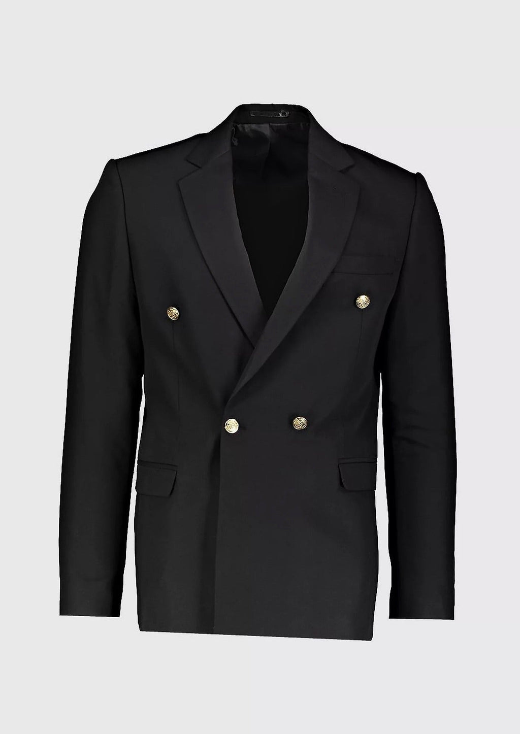 Black Double Breasted Suit with Gold Buttons