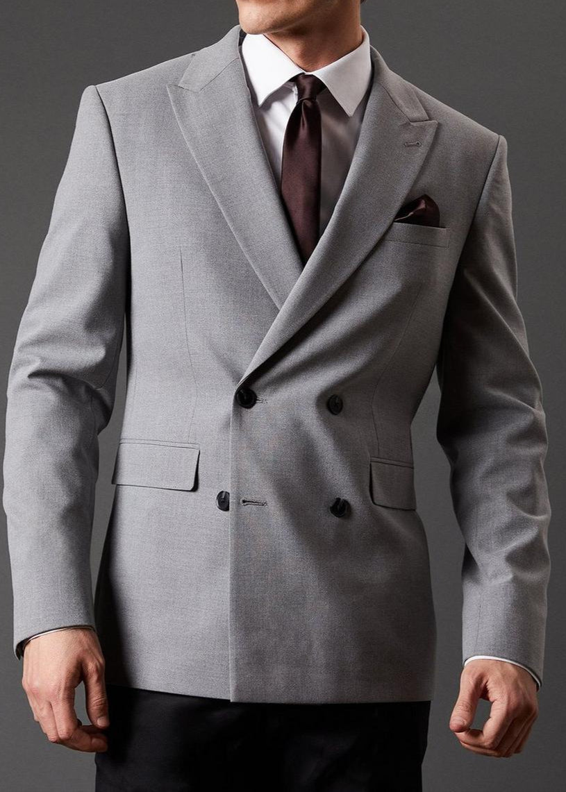 light grey essential double breasted blazer tumuh